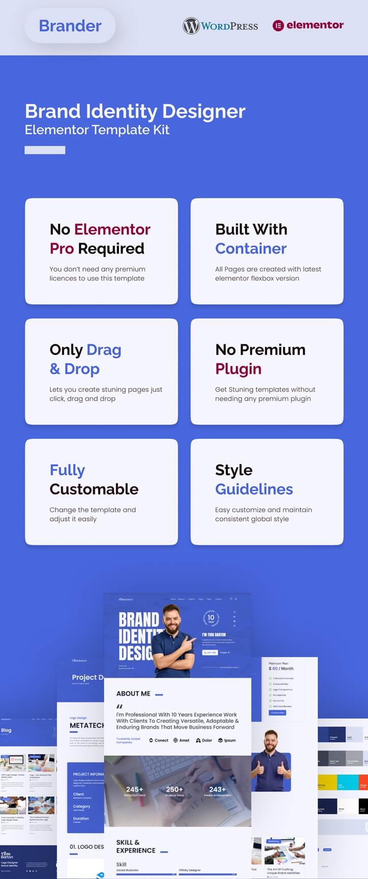 Brander - Brand Identity Designer Portfolio & Service Elementor Template Kit