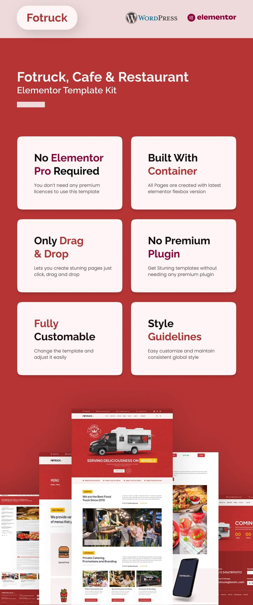 Fotruck - Food Truck Cafe & Restaurant Elementor Template Kit